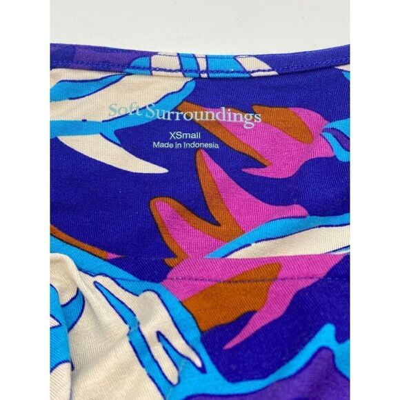 Soft Surroundings Serena Maxi Dress Nazarine Blue Multi Floral Stretchy Size XS - Picture 6 of 9